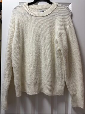 American Eagle Outfitters Cream Crewneck Sweater